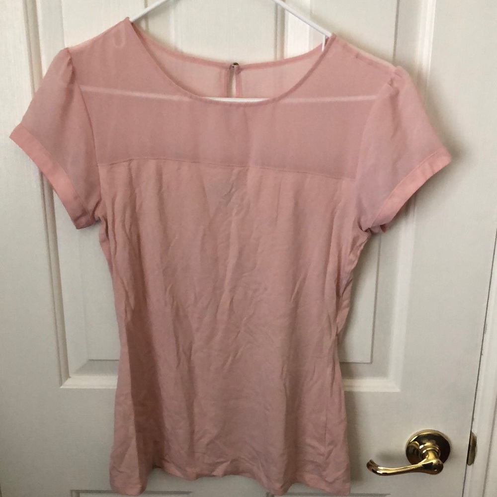 Express pale peach top with sheer upper panel